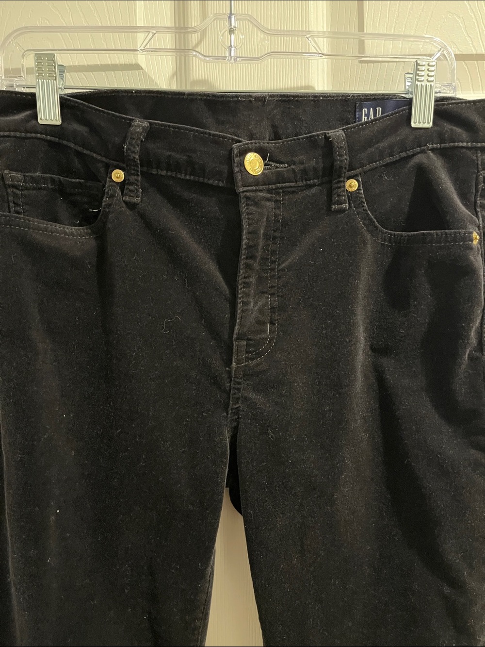 GAP black velvet 5 pocket baby boot jeans/pants size 8 short - Picture 2 of 8
